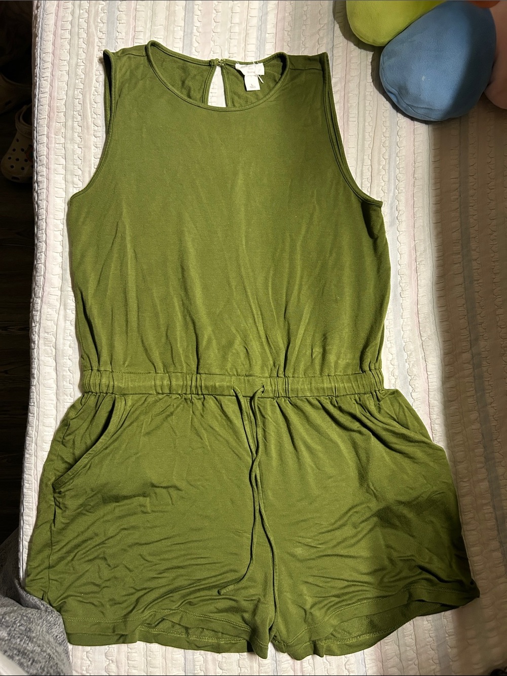 LOFT Olive Green Sleeveless Romper - Picture 2 of 4